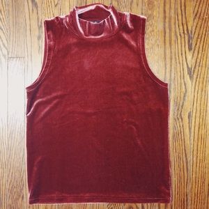 J. Crew velvet velour sleeveless wine turtleneck